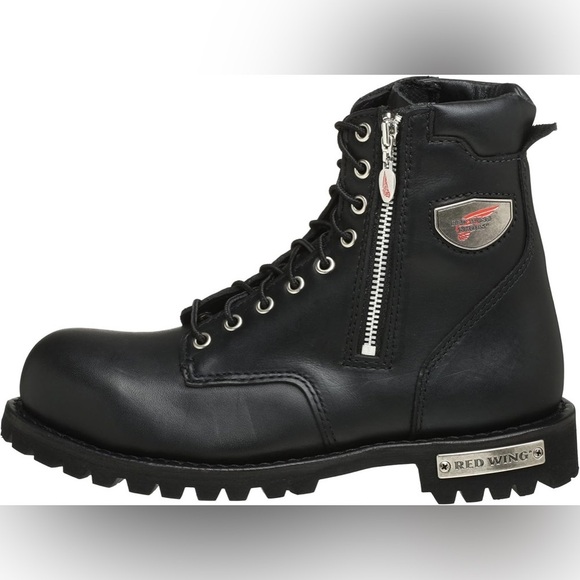Red Wing Shoes black leather side zip motorcycle 967 boots steel toe size 14 - Picture 1 of 10